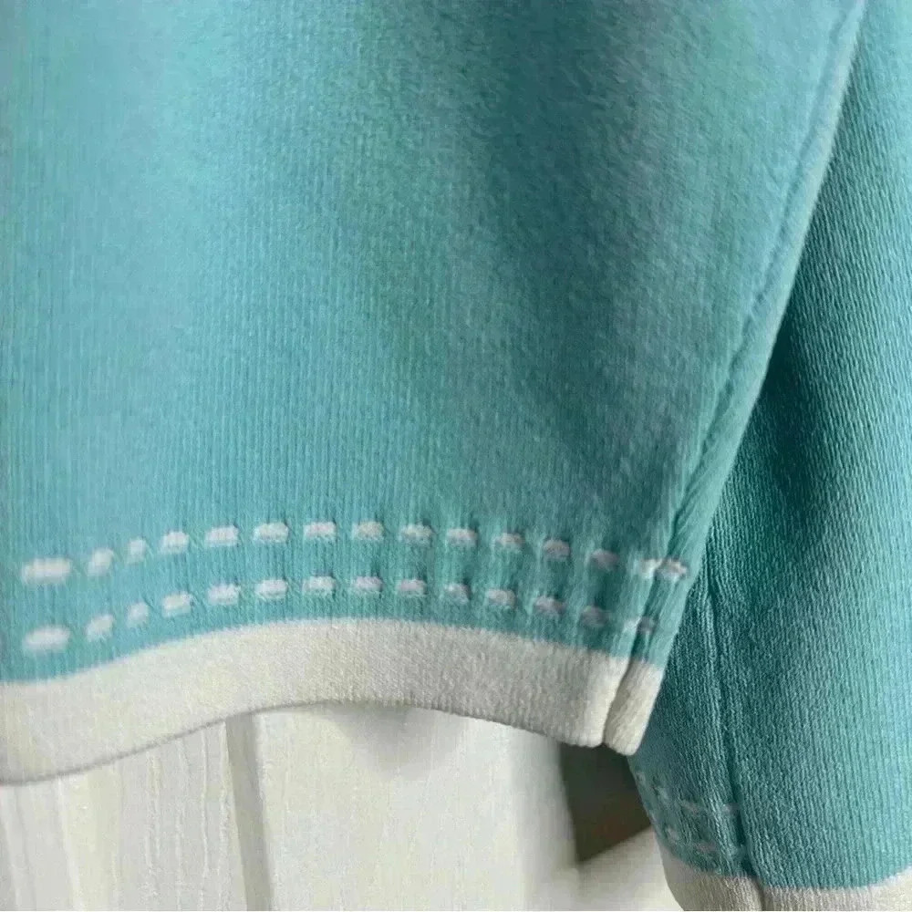 Nygard Collection Sweater Keyhole Neckline Blue & White Size Large - Picture 11 of 16